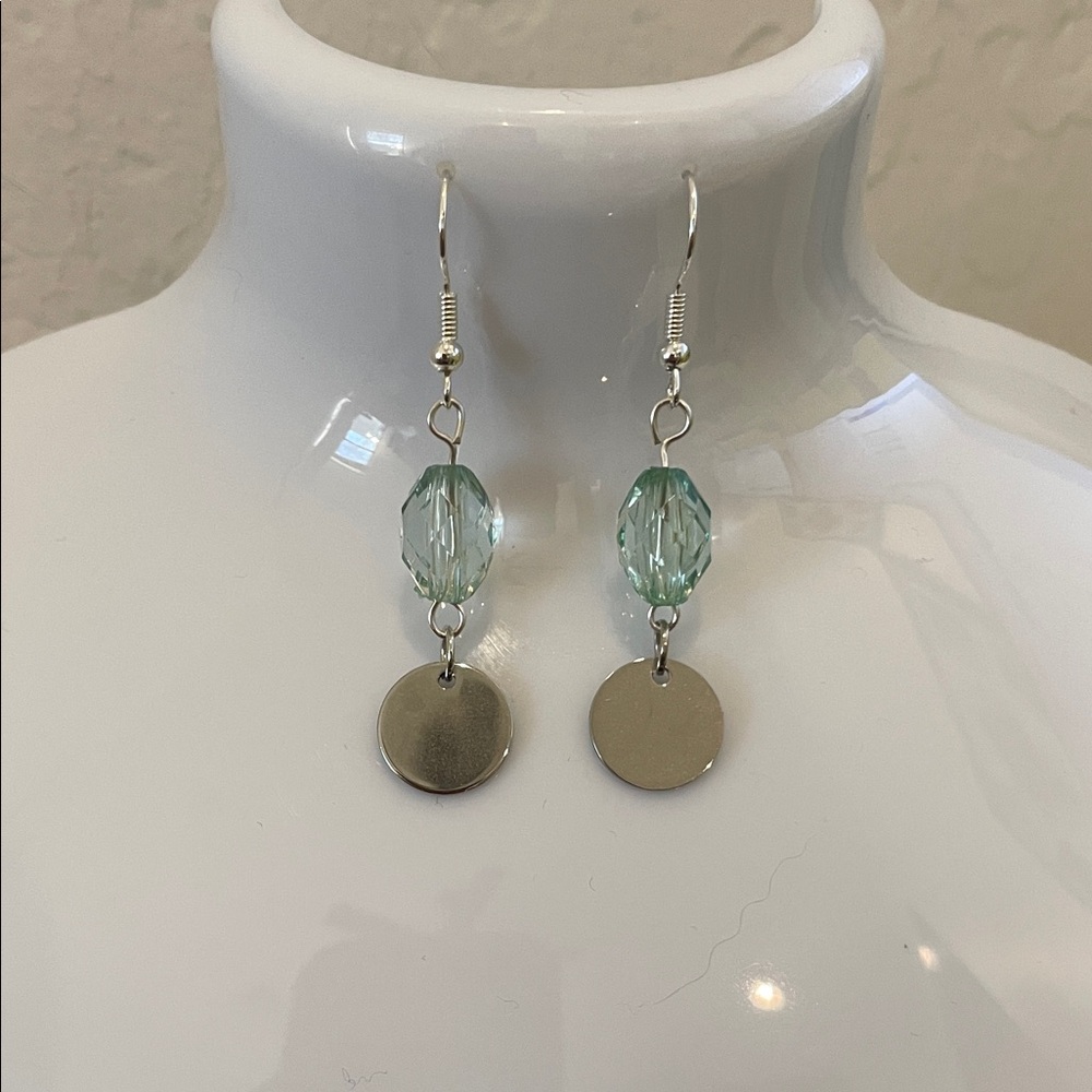 Elegant Silver and Green Dangle Earrings